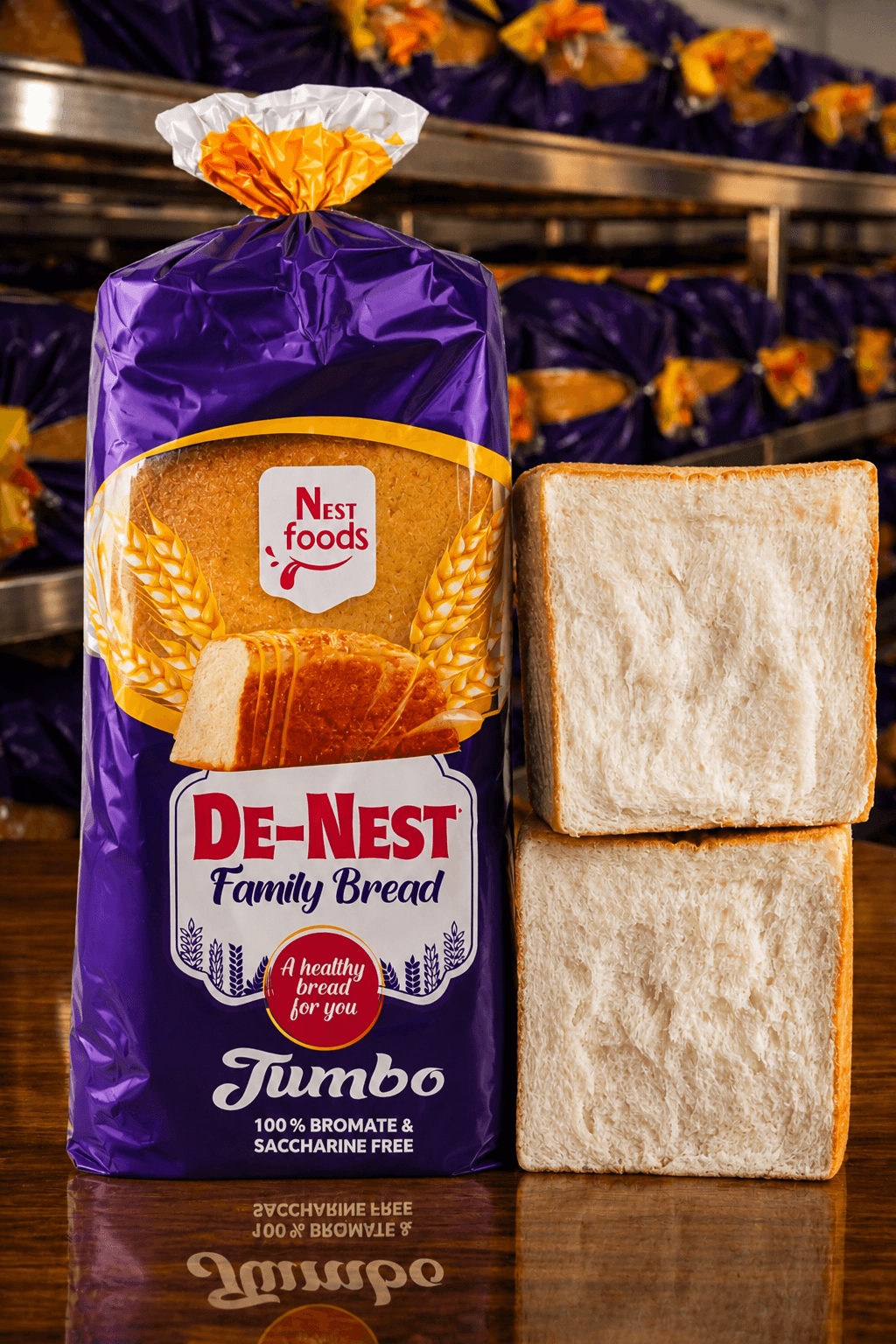 De-Nest Family Jumbo Bread loaf with slices view